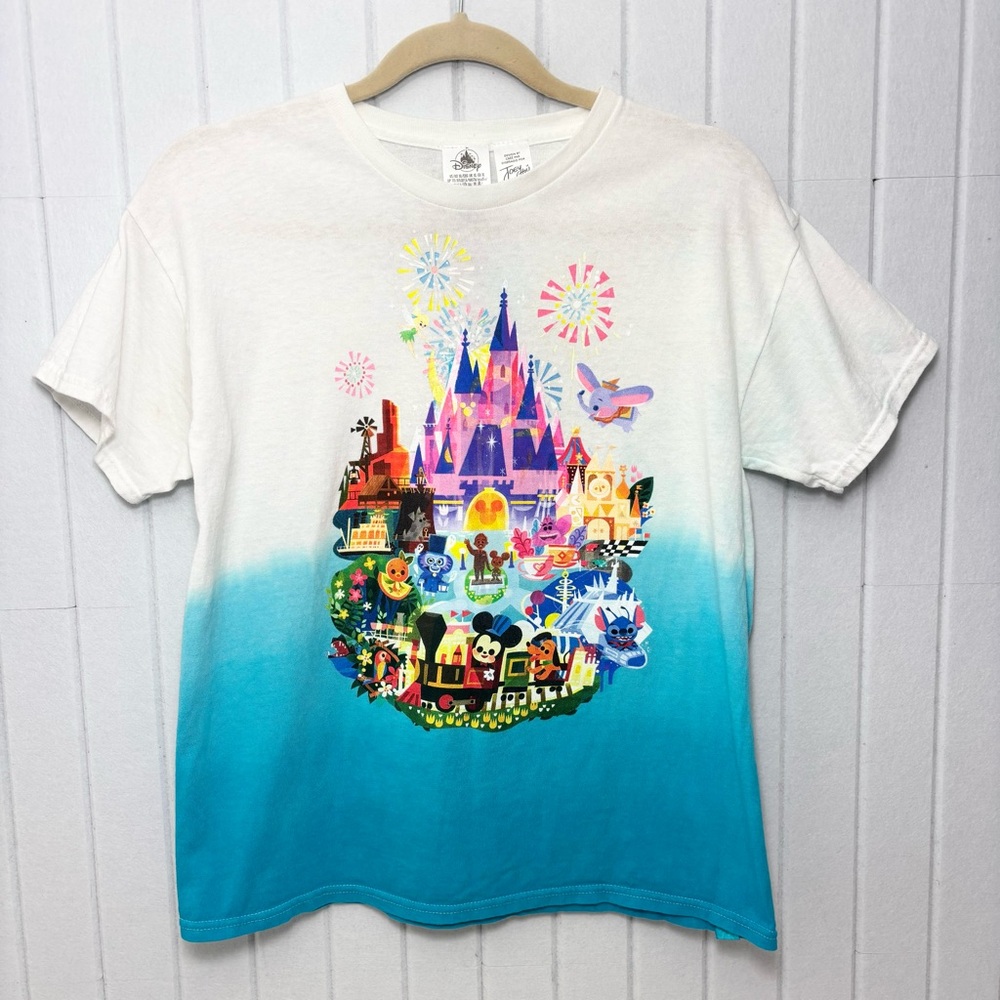 Disney‎ Joey Ghou Cotton Tee Castle and Characters Blue White Size XL Joey Ghou
